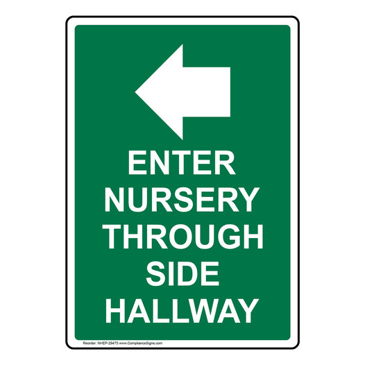 Portrait Enter Nursery Through Side Sign With Symbol NHEP-29475