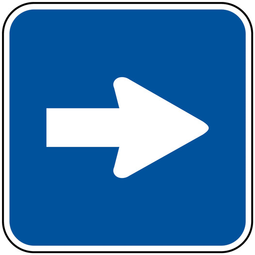 Directional Arrow White on Blue Sign With Symbol PKE-13465 Directional