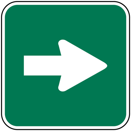Directional Arrow White on Green Sign PKE-13497 Directional