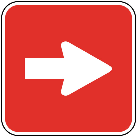 Directional Arrow White on Red Sign With Symbol