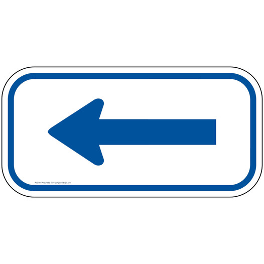 Blue Arrow on White Sign With Symbol PKE-21990