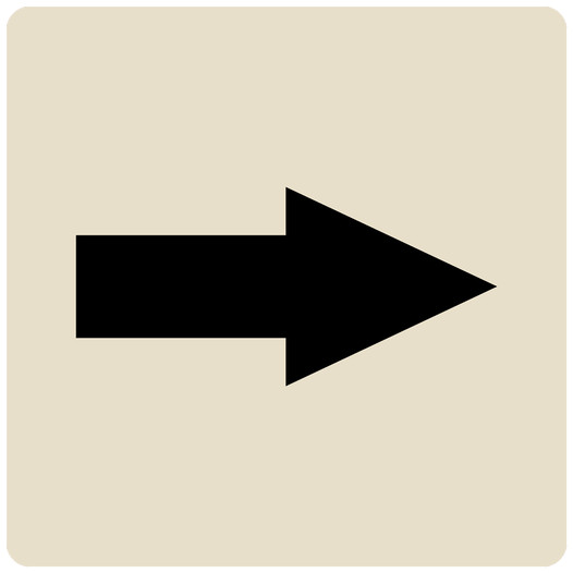 Black-on-Almond Tactile Directional Arrow Sign RRE-205_Black_on_Almond