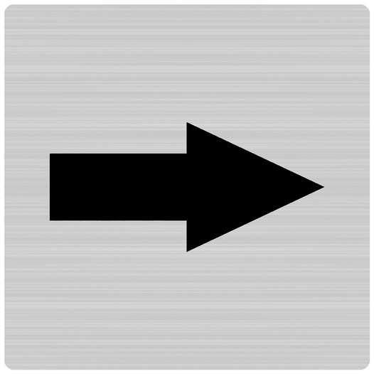 Black-on-Brushed Silver Tactile Directional Arrow Sign