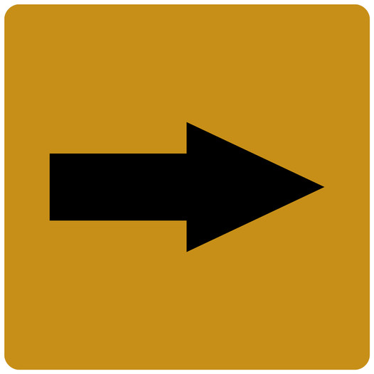 Black-on-Gold Tactile Directional Arrow Sign RRE-205_Black_on_Gold