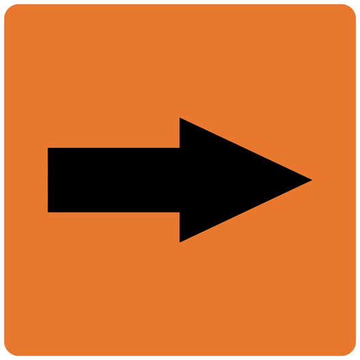 Black-on-Orange Tactile Directional Arrow Sign RRE-205_Black_on_Orange