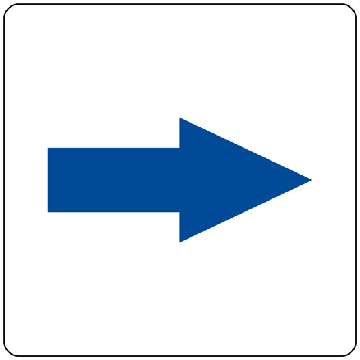 Blue-on-White Tactile Directional Arrow Sign RRE-205_Blue_on_White