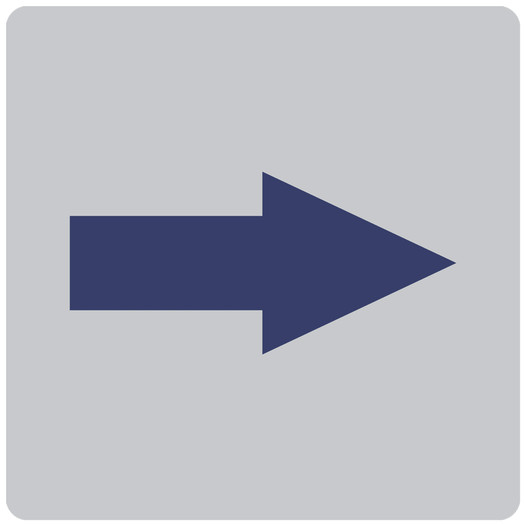 Marine Blue-on-Silver Tactile Directional Arrow Sign RRE-205_MarineBlue_on_Silver