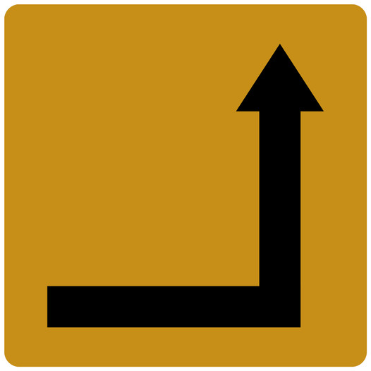 Black-on-Gold Right Corner Tactile Directional Arrow Sign RRE-210_Black_on_Gold
