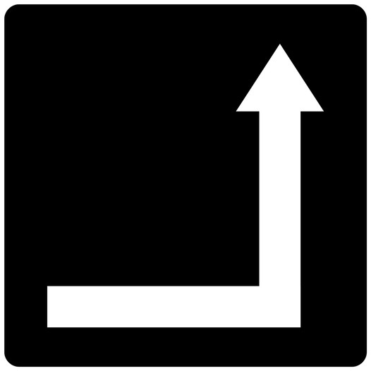 White-on-Black Right Corner Tactile Directional Arrow Sign RRE-210_White_on_Black