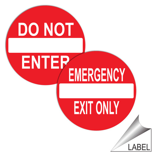 Do Not Enter - Emergency Exit Only Label Set LABEL-CIRCLE-03-a-03-d