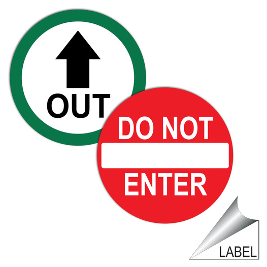 Out - Do Not Enter Label LABEL-CIRCLE-129-03-a Enter / Exit