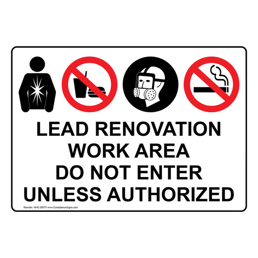 Lead Renovation Work Area Do Not Sign With Symbol NHE-28575