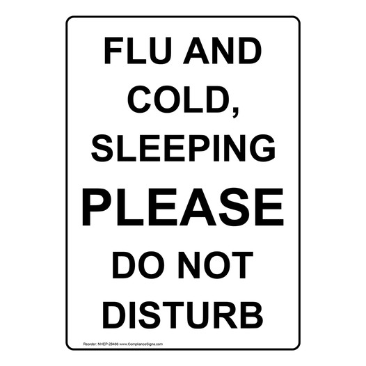 Portrait Flu And Cold, Sleeping Please Do Not Disturb Sign NHEP-28486