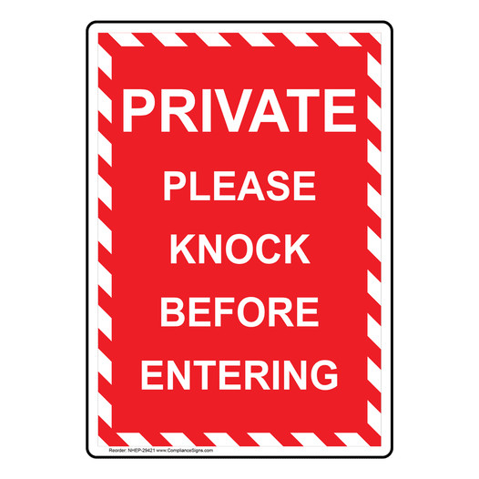 Portrait Private Please Knock Before Entering Sign NHEP-29421