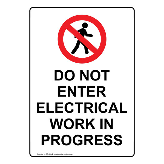 Portrait DO NOT ENTER ELECTRICAL WORK Sign with Symbol NHEP-50342