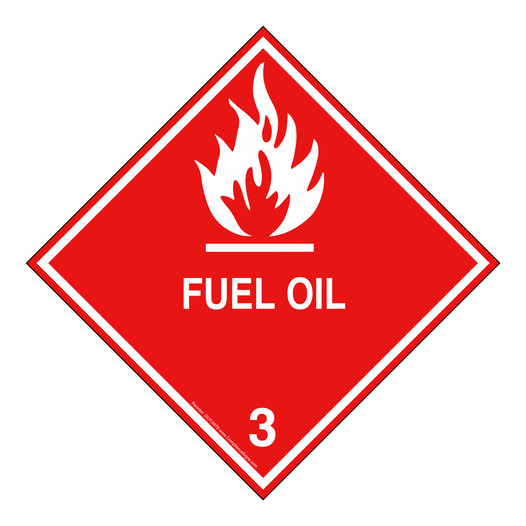 DOT FUEL OIL 3 Class 3 Placard or Label