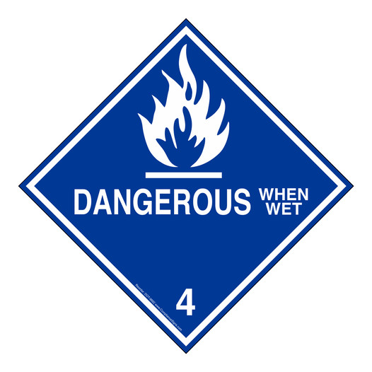 DOT Dangerous When Wet 4 Sign DOT-9882 Hazardous Loads