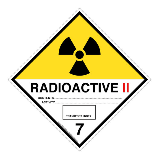 DOT Radioactive II Contents Activity Transport Index 7 Sign DOT-9902