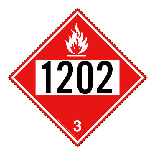 DOT Flammable 3 1202 Hazmat Sign DOT-9912