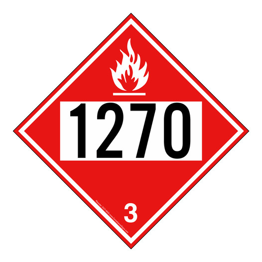 DOT FLAMMABLE 3 1270 Class 3 Placard or Label