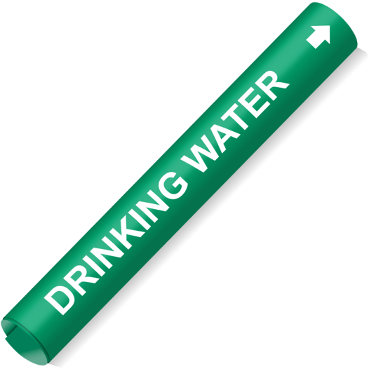 Coiled White-on-Green Drinking Water Pipe Marker CS796949