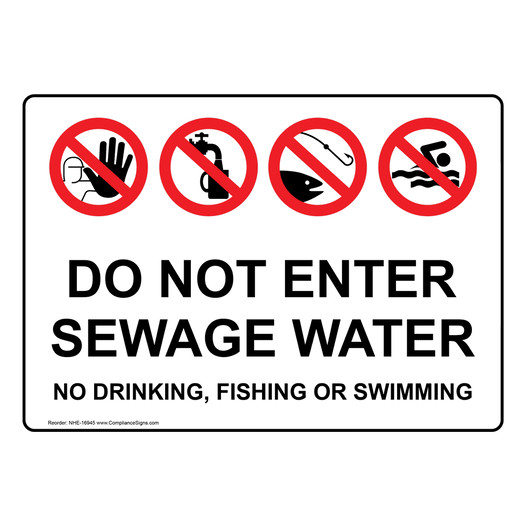 Do Not Enter Sewage Water Sign With Symbol NHE-16945