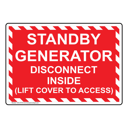 Standby Generator Disconnect Inside (Lift Cover Sign NHE-27518
