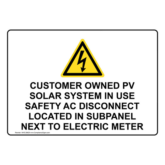 Customer Owned PV Solar System In Sign With Symbol