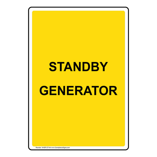 Portrait Standby Generator Sign NHEP-27144