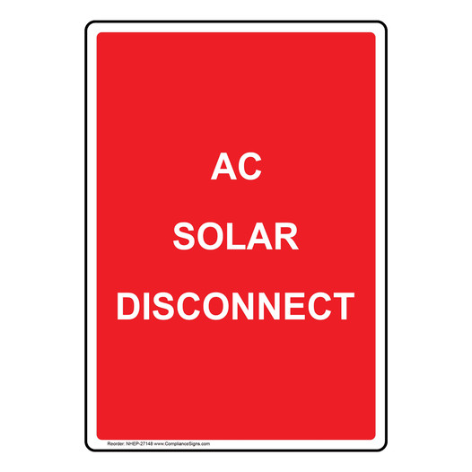 Portrait AC Solar Disconnect Sign NHEP-27148