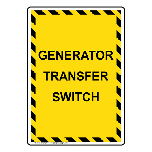 Portrait Generator Transfer Switch Sign NHEP-27481