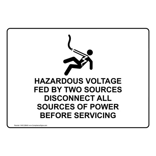 Hazardous Voltage Fed By Two Sources Sign With Symbol