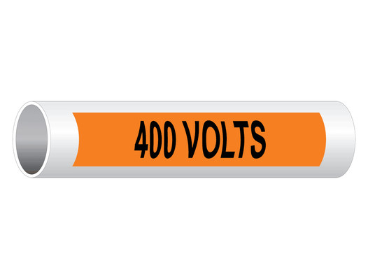 400 Volts Black on Orange Pipe Label