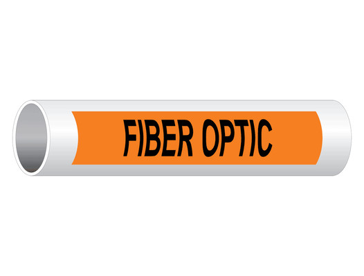 Fiber Optic Black on Orange Pipe Label PIPE-15230_Black_on_Orange