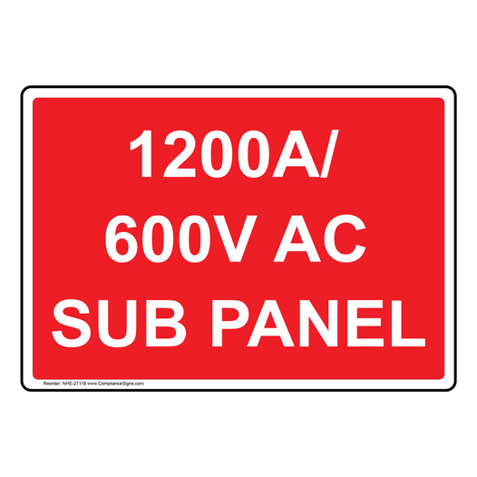 1200A/600V AC Sub Panel Sign NHE-27118