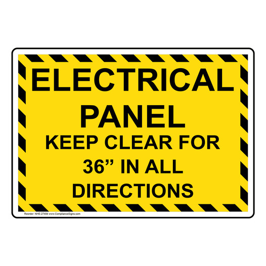 Electrical Panel Keep Clear For 36" In All Directions Sign NHE-27494