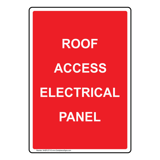 Portrait Roof Access Electrical Panel Sign NHEP-27110