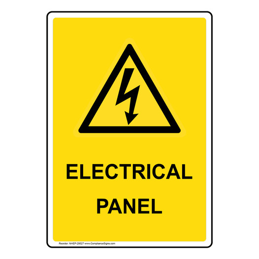 Portrait Electrical Panel Sign With Symbol NHEP-29527