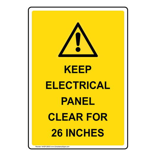 Portrait Keep Electrical Panel Clear Sign With Symbol NHEP-29533