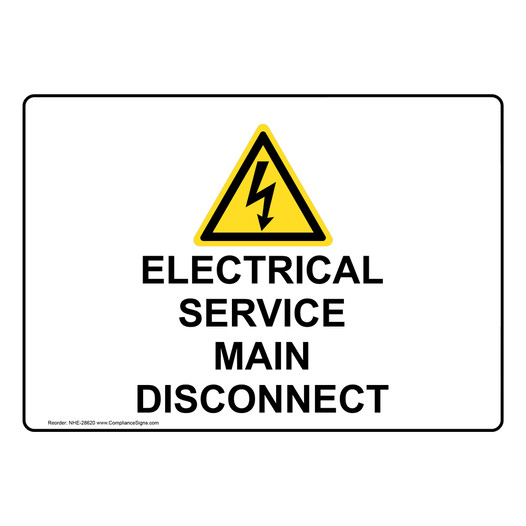 Electrical Service Main Disconnect Sign With Symbol NHE-28620