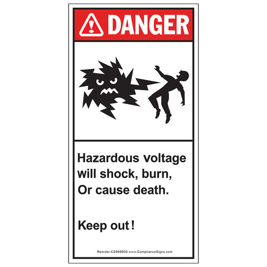 ANSI DANGER Hazardous voltage will shock