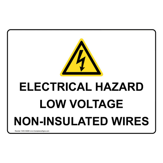 Electrical Hazard Low Voltage Non-Insulated Sign With Symbol NHE-30269