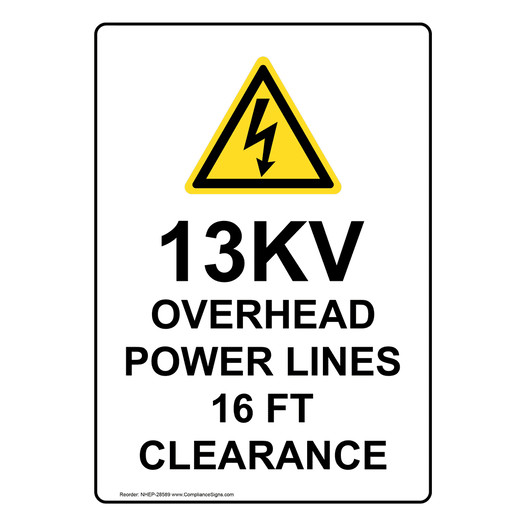 Portrait 13KV Overhead Power Lines Sign With Symbol NHEP-28589
