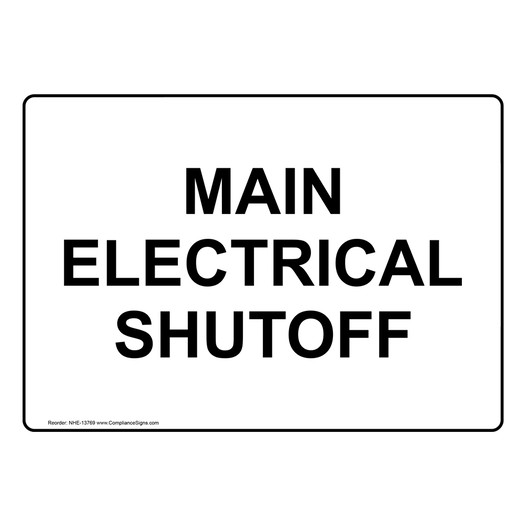 Main Electrical Shutoff Sign for Electrical NHE-13769