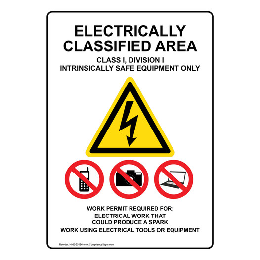 Electrically Classified Area Sign NHE-25196