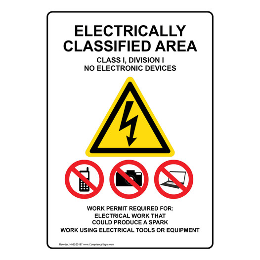 Electrically Classified Area Sign NHE-25197