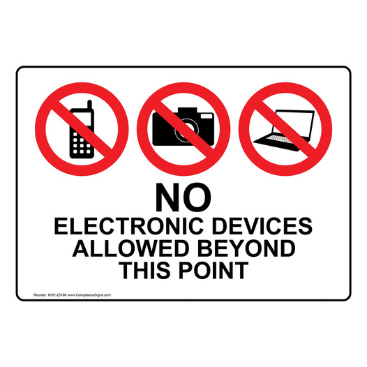 No Electronic Devices Allowed Beyond This Point Sign NHE-25198