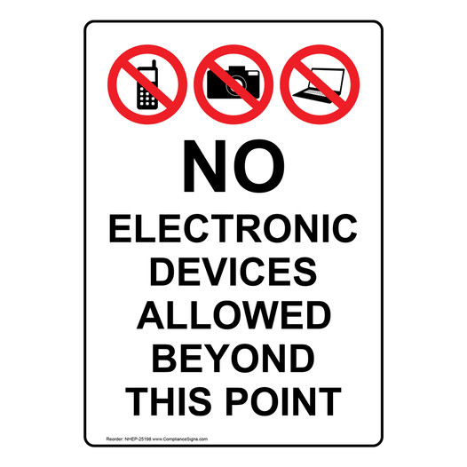 Portrait No Electronic Devices Allowed Sign With Symbol NHEP-25198