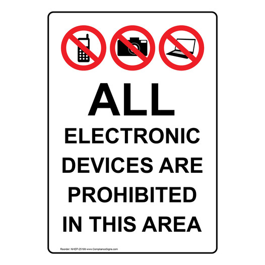 Portrait All Electronic Devices Sign With Symbol NHEP-25199