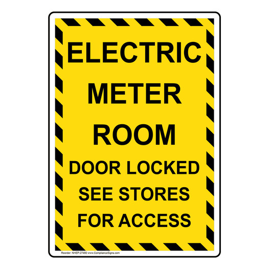 Portrait Electric Meter Room Door Locked See Sign NHEP-27480